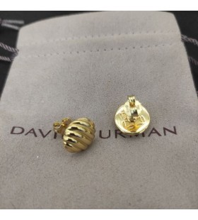 David Yurman Skulpterade Kabel-Örhängen 18K Gult Guld 14mm
