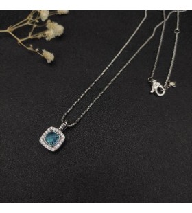 David Yurman Kvinnors Albion Hänge Sterling Silver med Blå Topas och Diamanter 11mm