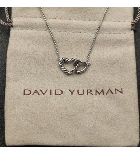 David Yurman Kvinnors Kabel Samlarobjekt Samverkande Hjärta lås Halsband Sterling Silver 16,4 mm