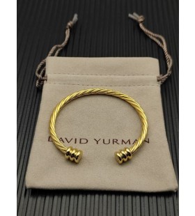 David Yurman Kvinnors Kabel-Manschett Armband 18K Gult Guld 4mm