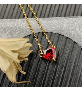 David Yurman Kvinnors Chatelaine Hjärta Hänge Halsband i 18K Gult Guld med Garnet 8mm