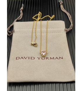 David Yurman Kvinnors Chatelaine Hjärta Hänge Halsband i 18K Gult Guld med Morganite 8mm