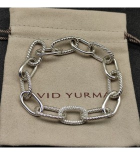 David Yurman Kvinnors Madison tag växla Armband Sterling Silver med Diamanter 11mm