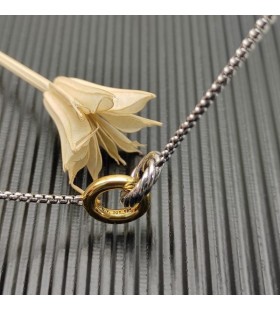 David Yurman Kvinnors Petite Kabel Kopplad Hänge Halsband Sterling Silver, 14K Gult Guld 15mm
