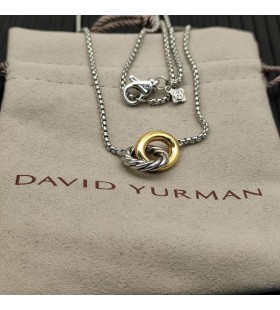 David Yurman Kvinnors Petite Kabel Kopplad Hänge Halsband Sterling Silver, 14K Gult Guld 15mm