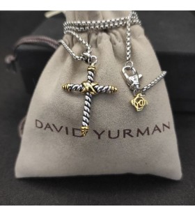 David Yurman Kvinnors Petite X Hänge till Halsband Sterling Silver, 14K Gult Guld 24mm