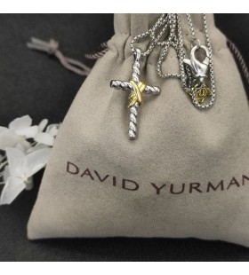 David Yurman Kvinnors X Hänge till Halsband Sterling Silver, 14K Gult Guld med 31,7 mm