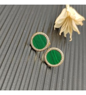 Petite DY Delar Stud Örhängen 18K Gult Guld med Sten och Diamanter 11mm