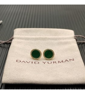Petite DY Delar Stud Örhängen 18K Gult Guld med Sten och Diamanter 11mm