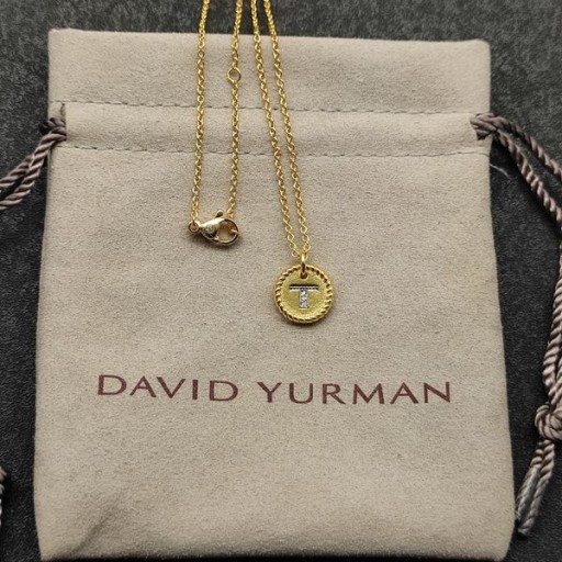 David Yurman Kadın İlk Charm Kolye 18K Sarı Altın Pırlantalı T