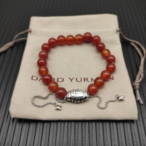 David Yurman erkek Manevi Boncuk Bilezik Gümüş Kırmızı Oniks 8mm