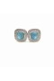 David Yurman Albion Saplama Küpe Gümüş Mavi Topaz ve Elmas 7mm