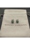 David Yurman Yastık Saplama Küpe Pavé Zümrütlü 18 AYAR Beyaz Altın 8mm