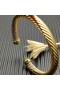 David Yurman kadın Klasik Kablo Manşet Bilezik 18K Sarı Altın açık Yeşil Elmas 7mm