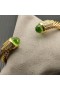 David Yurman kadın Klasik Kablo Manşet Bilezik 18K Sarı Altın açık Yeşil Elmas 7mm