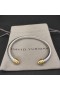 David Yurman kadın Klasik Kablo Manşet Bilezik Gümüş 14K Sarı Altın Kubbeli 5mm