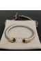 David Yurman kadın Klasik Kablo Manşet Bilezik Gümüş 18K Sarı Altın Mor Elmas 7mm