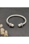 David Yurman kadın Klasik Kablo Manşet Bilezik Gümüş İnci ve Pavé Elmas 7mm