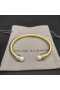 David Yurman kadın Klasik Cablespira Manşet Bilezik 18K Sarı Altın İnci ve Elmas ile 5mm