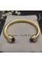 David Yurman Kadın Klasik Cablespira Manşet Bilezik 18K Sarı Altın Kırmızı Elmaslı 7mm