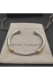 David Yurman kadın Petite Helena Klasik Kablo İstasyonu Manşet Bilezik Gümüş 14K Sarı 5mm