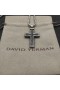 David Yurman erkek Chevron Çapraz Kolye Gümüş Siyah Elmas 41.5 mm