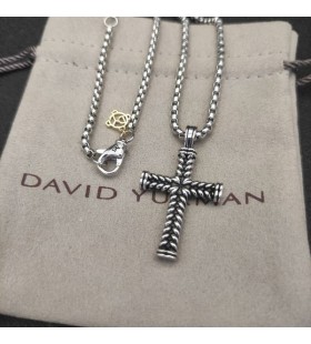 David Yurman Chevron Çapraz Kolye Gümüş 33mm