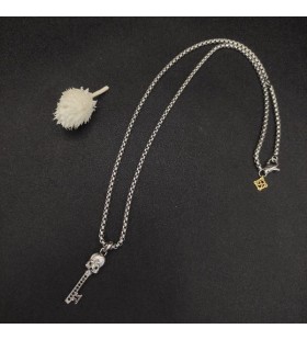 David Yurman Memento Mori Kafatası Anahtar Muska Gümüş Siyah Elmas ile 31.7 mm