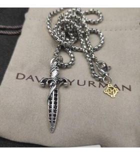 David Yurman Dalgalar Hançer Muska Gümüş Siyah Elmas 44mm