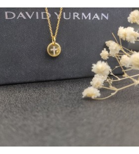 David Yurman Kadın Çapraz Muska 18K Sarı Altın Pırlantalı 11mm