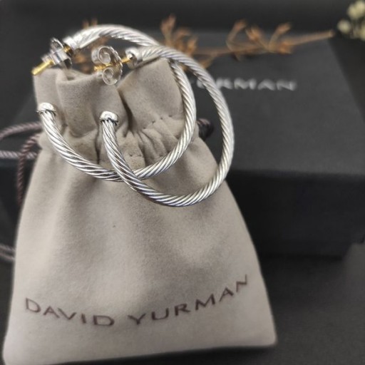 David Yurman Cablespira Pendientes de Aro de Plata de la Venta 42.3 mm