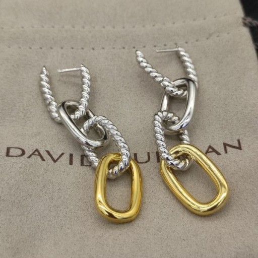 David Yurman de Color Botón de bloque Pendientes de Aro en Oro Amarillo de 18K y Plata