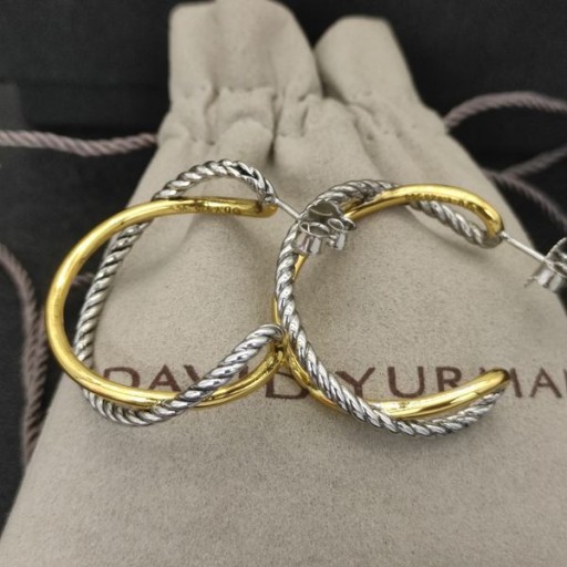 David Yurman Crossover Pendientes de Aro Plata de ley con Oro Amarillo de 18K Venta de 25mm