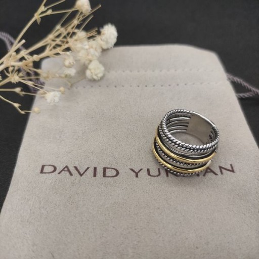 David Yurman Crossover Anillo de Plata de ley con Oro Amarillo de 18K 17,8 mm