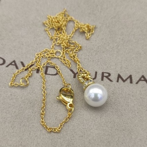 David Yurman de las Mujeres Solari Colgante, Collar de Oro Amarillo de 18K con Perlas y Diamantes de 8mm