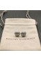 David Yurman Esculpida por Cable Aretes de Plata Esterlina con Diamantes de 8mm