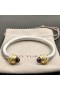David Yurman de las Mujeres Clásico Cablespira Brazalete Pulsera de Plata de ley con Oro de 18 k Amarillo Y Púrpura Diamantes 7mm