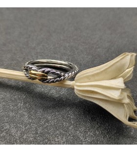 David Yurman Bucle de Cable de Banda Anillo de Plata de ley con Oro Amarillo de 18K 7mm