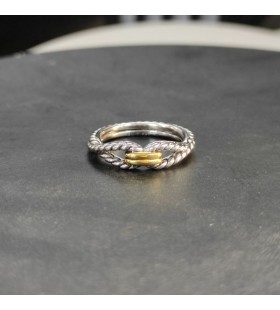 David Yurman Bucle de Cable de Banda Anillo de Plata de ley con Oro Amarillo de 18K 7mm