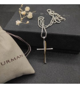 David Yurman Crossover Cruz Colgante en Oro Amarillo con Diamantes 30.2 mm