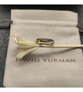 David Yurman Crossover de Dos filas Anillo de Plata de ley con Oro Amarillo de 14K 7.4 mm