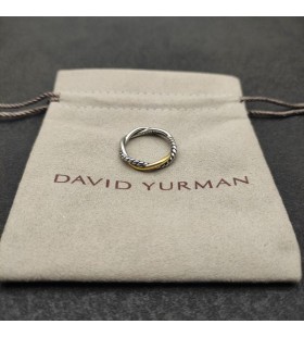 David Yurman Petite Infinito Banda Anillo de Plata de ley con Oro Amarillo de 14K 4mm