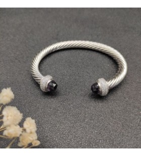 David Yurman de las Mujeres Clásicas de Cable Brazalete Pulsera de Plata de ley con Pavé de Diamantes y Amatistas 7mm