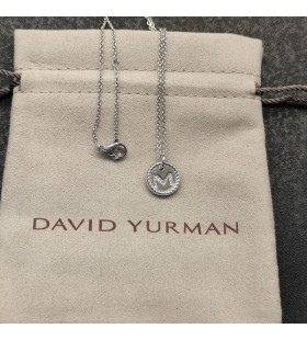 David Yurman Mujeres Inicial del Encanto del Collar de la Plata Esterlina con Diamantes M