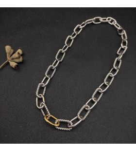 David Yurman de las Mujeres Madison de la Cadena Collar de Plata de ley con Oro Amarillo de 18K de 8,5 mm