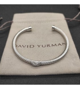 David Yurman de las Mujeres X Clásico Cable de la Estación de Brazalete de la Pulsera de la Plata Esterlina con Diamantes de 4mm