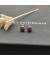 David Yurman وسادة مسمار الأقراط 18K الذهب الأبيض مع الذهب الياقوت الأحمر 8mm