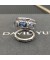 David Yurman ستاكس خمسة صف خاتم الفضة الاسترليني مع هامبتون التوباز الأزرق والماس 15mm