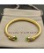 David Yurman المرأة الكلاسيكية كابل الكفة سوار الذهب الأصفر عيار 18 قيراط مع الضوء الأخضر الماس 5mm