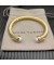 David Yurman المرأة الكلاسيكية كابل الكفة سوار الذهب الأصفر عيار 18 قيراط مع اللؤلؤ والماس 7mm